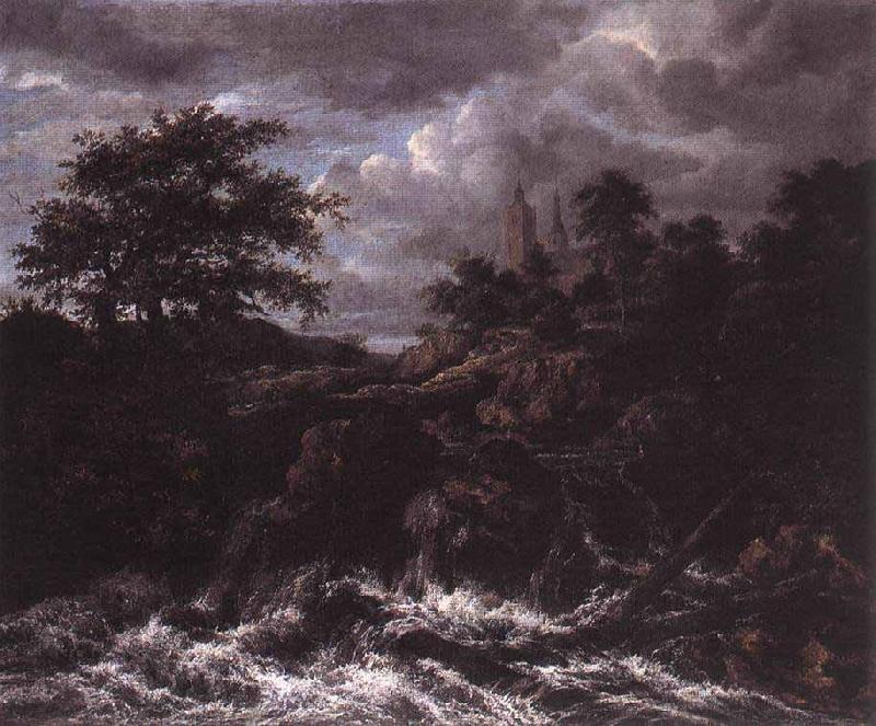 Jacob Isaacksz. van Ruisdael Waterfall by a Church oil painting picture